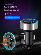 Car Bluetooth Receiver with Lossless Audio Quality MP3 Player, Car Adapter with Cigarette Lighter Socket and Charger