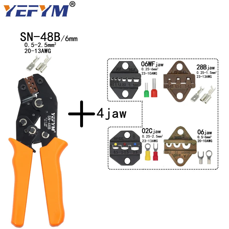 SN-48B Crimping Plier 0.5-2.5mm2 20-13AWG SN-28B/48B/2 Dupont XH2.54 KF2510 SM 2.54 3.96 TAB 2.8/4.8/6.3 Plug Type Terminal