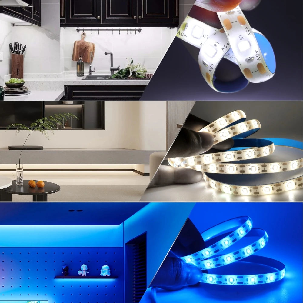 3AA Battery Powered LED Strip 5V 2835 SMD 60LEDs/m Waterproof Flexible LED Tape TV Backlight Warm White Red Green Ice Blue Pink