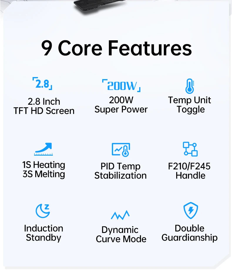 FNIRSI DWS-200 200W Power Repaid Heating Soldering Iron Staion C210 C245 Solder Iron Handle Electronic Welding Rework Station