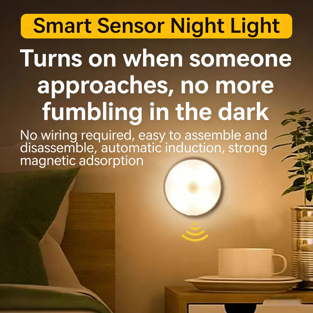 Motion Sensor LED Magnetic Night Light, 1/2 Pack Wireless Rechargeable Night Light, Auto On/Off for Bedroom, Wardrobe, Hallway