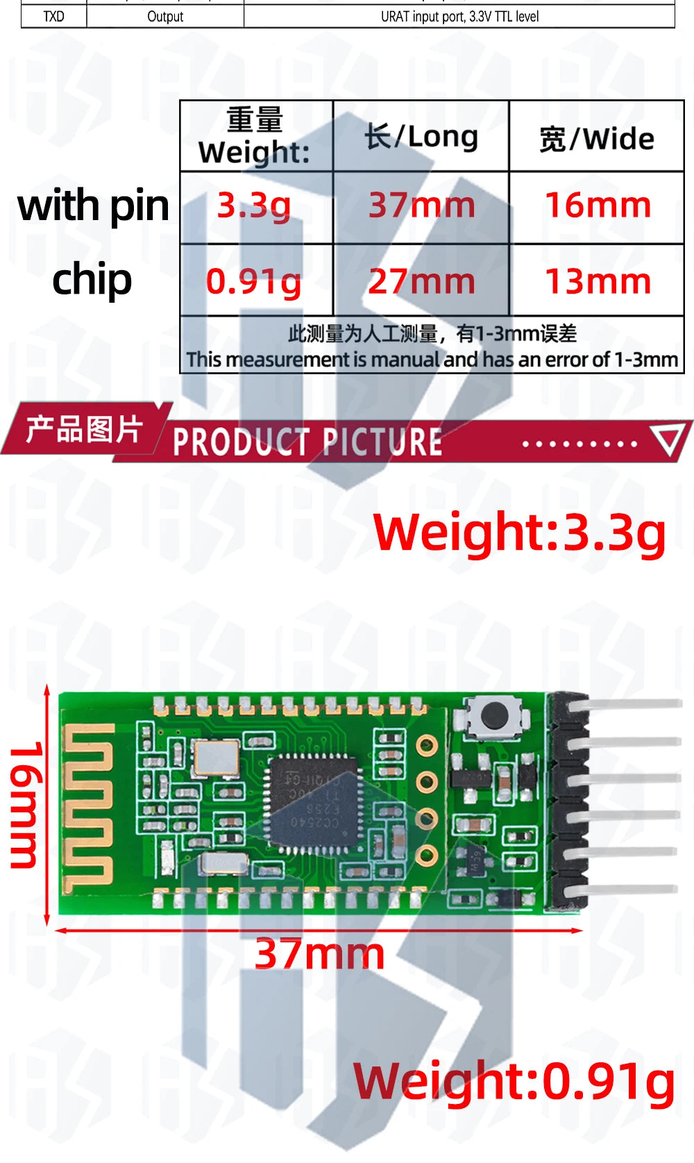 1PCS HC-08 Low-Power Bluetooth Module – BLE 4.0 UART Serial Port for Arduino Projects