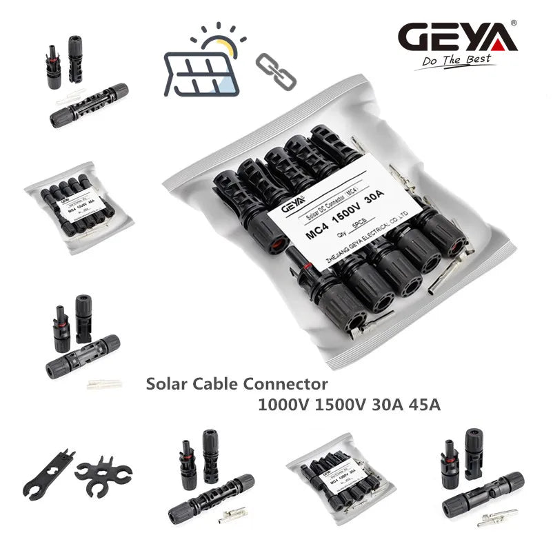 GEYA 5Pairs Solar Connector Male Female 30A 45A Solar Panel Branch Connectors for PV Cable 2.5/4/6mm2 1000VDC 15000VDC
