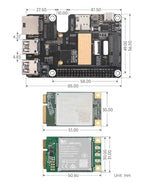 Raspberry Pi 5 PCIe to MiniPCIe 4G Gigabit Ethernet RJ45 USB HUB HAT With LTE Module SIM7600E SIM7600SA-H SIM7600G EC25-AUX EG25