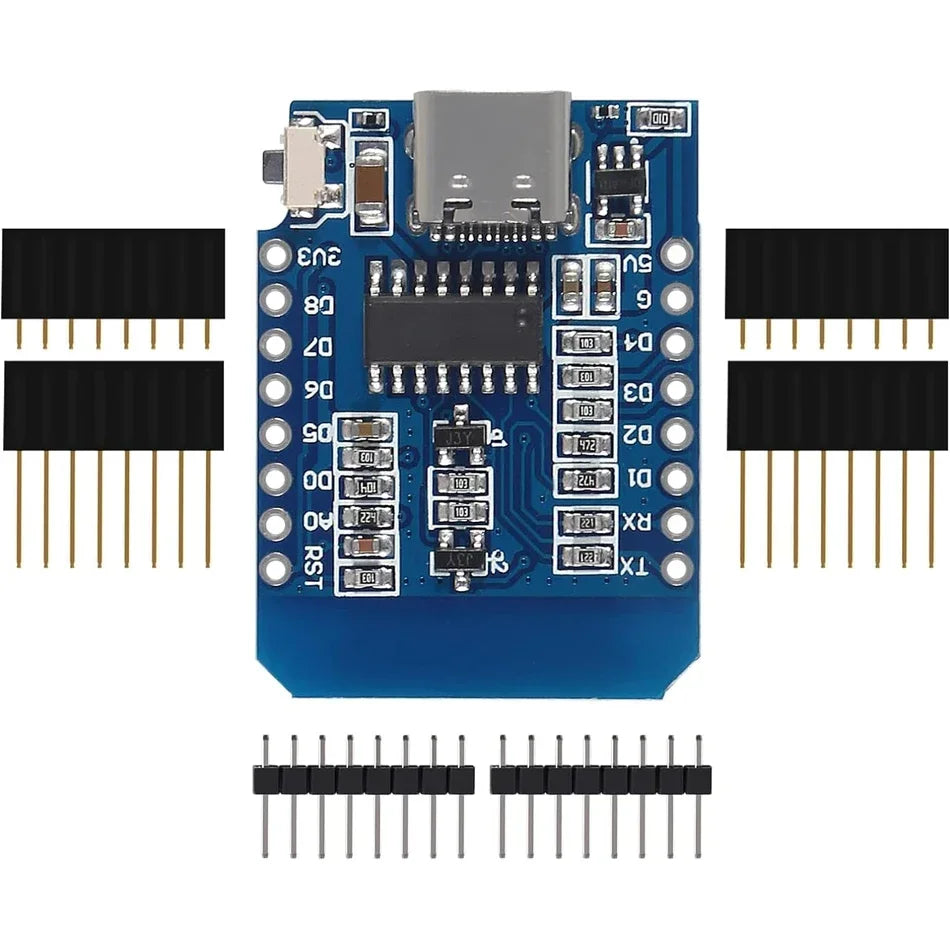 ESP8266 NodeMCU D1 Mini WiFi Dev Board Type-C CH340C 4MB Flash Compatible with Arduino IDE for IoT Smart Home Power Bank Wemos