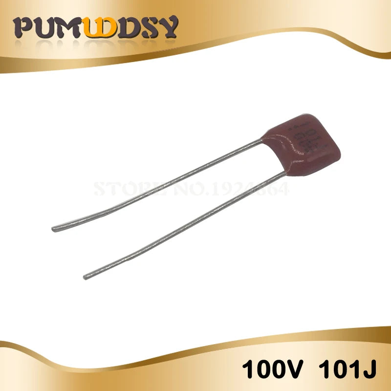 20PCS 100V101J 100V 100PF 100P 100V 101 63V101J Pitch 5MM CBB Polypropylene film capacitor