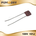 20PCS 100V101J 100V 100PF 100P 100V 101 63V101J Pitch 5MM CBB Polypropylene film capacitor