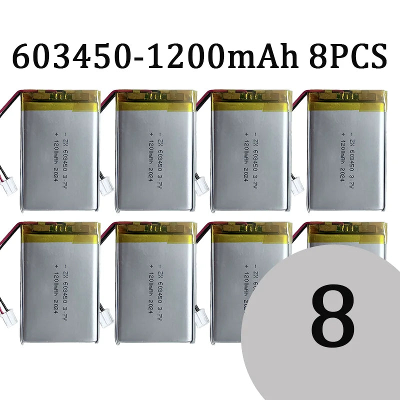 603450 3.7V 1200mAh Lithium Polymer LiPo Rechargeable Battery with jst PH 2.0mm 2pin plug For MP3 Laptop PC Camera GPS