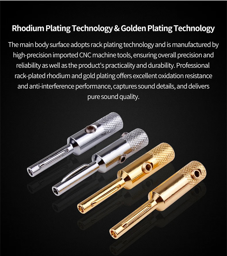 YYTCG- Connector Corrosion resistant banana plugs, audio, video, amplifiers, speakers, cable jacks, 4Pcs