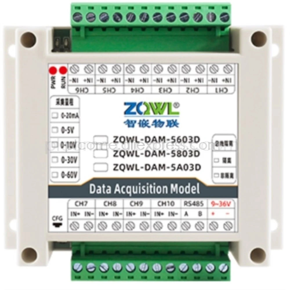 2-16 Channels Analog Inputs Data Acquisition Module 16-bit Modbus RTU Optional RS485/CAN 0-10V 0-20mA 0.1%FS Industrial Grade