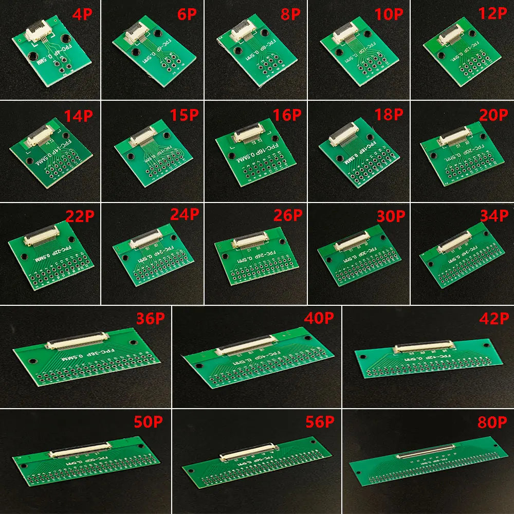 FPC FFC Flexible Cable Adapter Board SMT to 2.54mm 4P/6P/8P/10P/12P/14P/15P/16P/18P/20P/22P/24P/56P/80P 0.5mm Pitch Connector