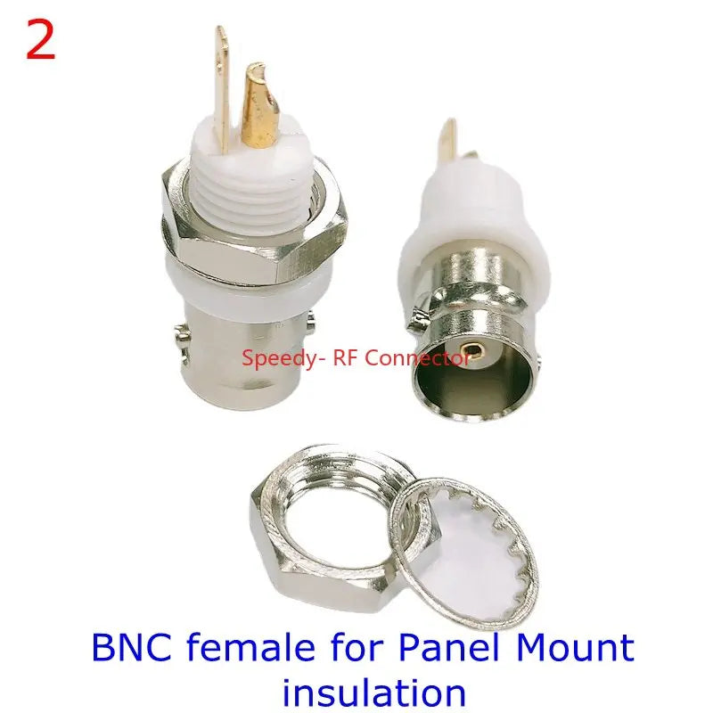 2pcs/lot Q9 BNC Male Female Socket Connector Bullkhead with Nut Washer Solder for Panel Mount  Antenna Coaxial Adapter Brass