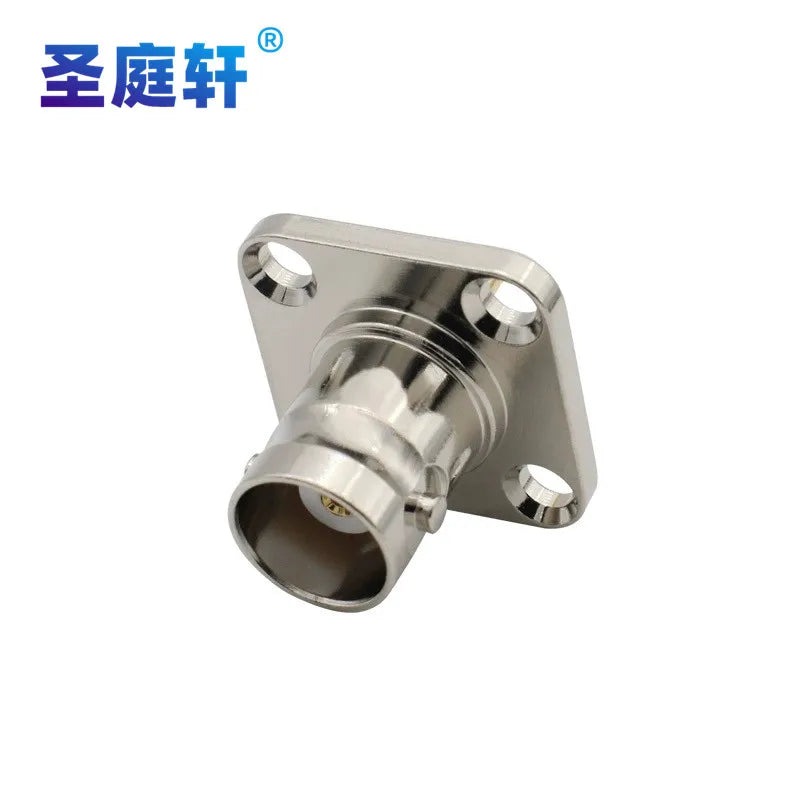 Q9 BNC Female 4Holes Flange Connector BNC Female Jack with 4 Holes Flange Panel Chassis Mount Coaxial Solder Brass Nickel Plated