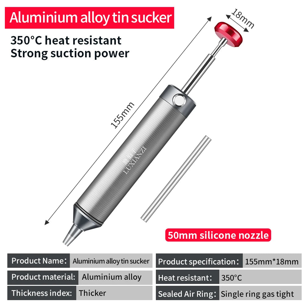 LUXIANZI Powerful Desoldering Pump Aluminum Suction Tin Gun Vacuum Soldering Iron Desolder Solder Sucker Pen Removal Hand Tools