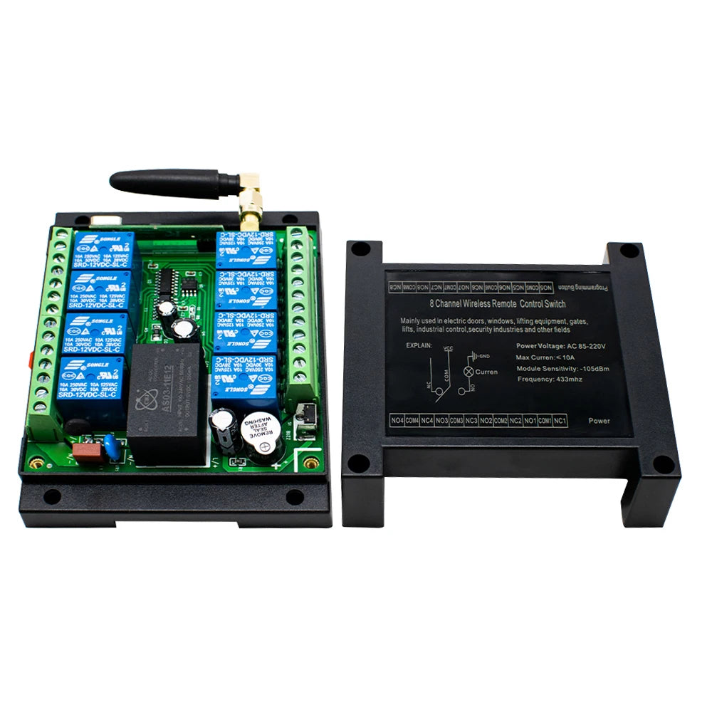 6/8CH Wireless Remote Control Switch AC 220V 100V-265V 10A Relay 6/8 Channels 433MHz Industrial Controller Receiver Transmitter