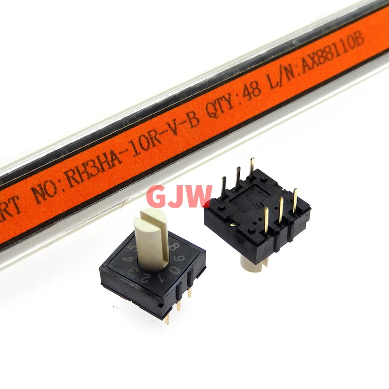 5PCS RH3HAF-10R-V-B rotary coding DIP switch 10 bits 0-9 with handle 3:3 pin RH3HA-10R-V-B