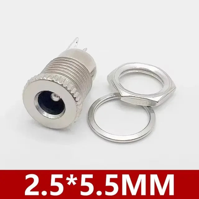 10/50PCS DC099 5.5mm*2.1mm DC Power Jack Socket Female Panel Mount Connector Metal DC-099 Open Hole 11MM 5.5*2.1 5.5*2.5