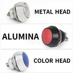 1Pcs 2Pin Mini Switch 12mm  2A waterproof switch  momentary Push button Switch reset Non-locking metal shell 1NO 36V color