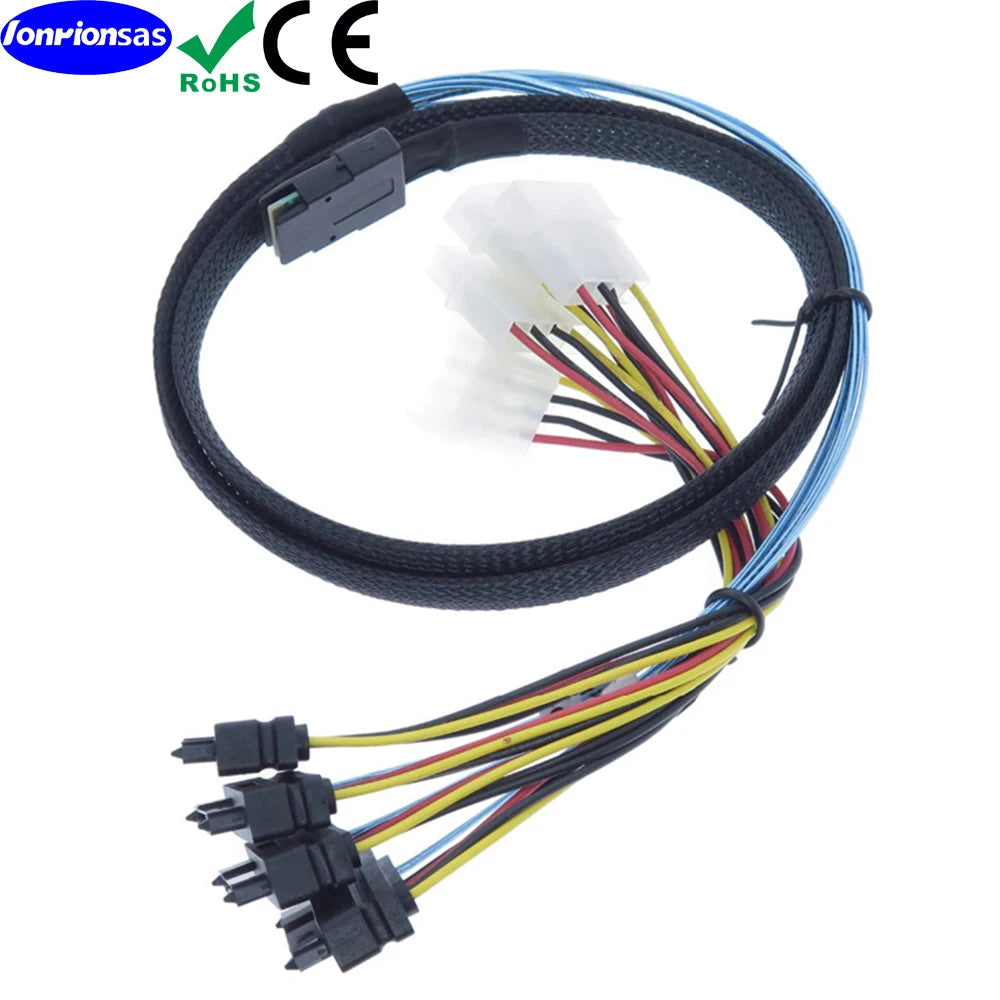 LONRIONSAS#Mini SAS SFF-8087 to SFF-8482 with 4X Molex Power Connectors for Raid Controller to Hard Drive Cable