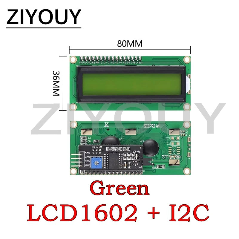 LCD1602 + I2C 16x2 1602A PCF8574T Blue/Green screen HD44780 Character LCD /w IIC/I2C Serial Interface Adapter Module For Arduino