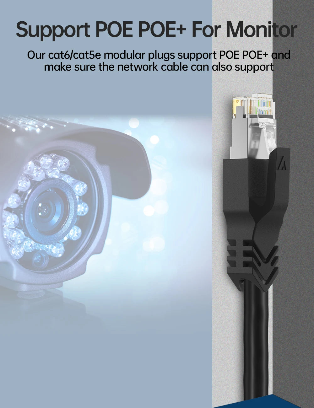 AMPCOM RJ45 Connector 50U Gold Plated CAT7 CAT6 CAT5E Pass through Modular Plug 8P8C Crimp End for Solid Wire Stanrded Ethernet