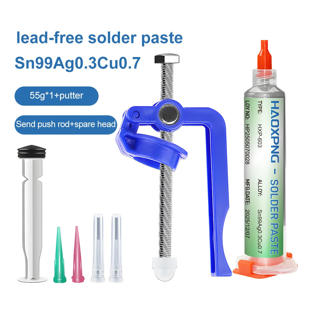 Sn99Ag0.3Cu0.7 Lead-Free Solder Paste, PCB/BGA/SMD Soldering, USB Interface Repair, Soldering, High-Quality Soldering Flux