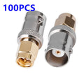 100PCS BNC SMA Coax Connector SMA Male to BNC Female RF Coax Adapter for Antennas, Coaxial Cable, Ham or Handheld Radios, SDR
