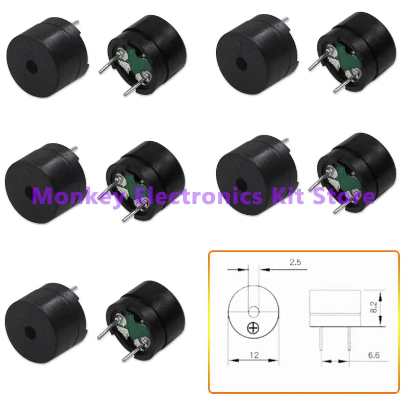 10/20pcs Passive Buzzer，Active Buzzer 12*9.5mm mini ,5V Magnetic Long Continous Beep Tone Alarm Ringer  for ATmega328P
