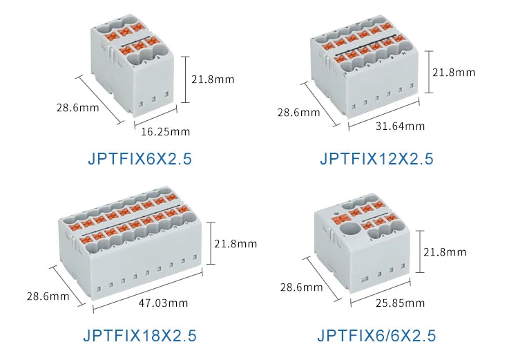 Distribution Block PTFIX 2.5mm² 2/4/6/7/12/13/18/19 Connection Push-in Electric Power Terminal Block Connector Mount on Din Rail