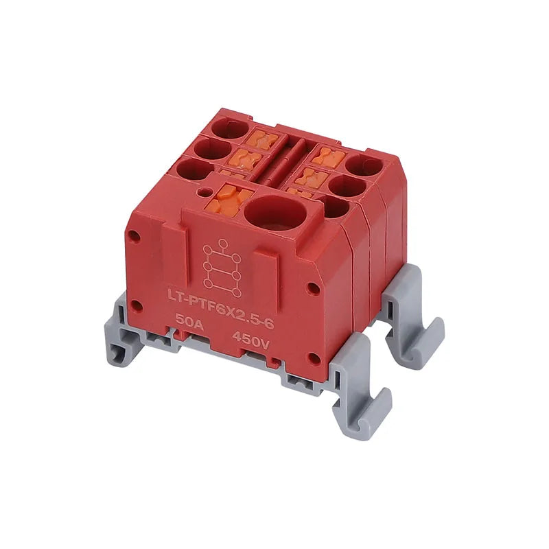 Push-in Terminal Block PTF6X2.5mm One in Multiple Out Splitter Spliceable Wire Connectors DIN Rail Junction Box Electrical Joint