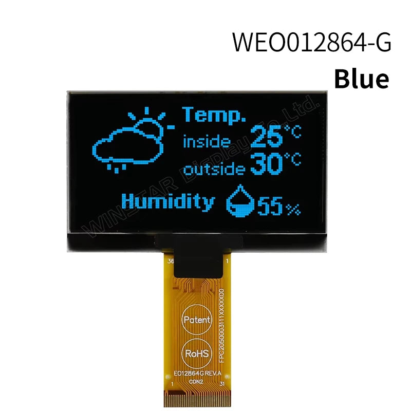 Winstar WEO012864G 31P COG Graphic SPI/I2C/6800/8080 SSD1309 3V 2.42 inch OLED Display 2.42" 128x64