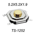 Metal Tactical Push Button Switch,Tact Switch,5.2x5.2x1.5mm to 9mm 4PIN SMT,Key Switch Speaker Audio button,PER 50PCS