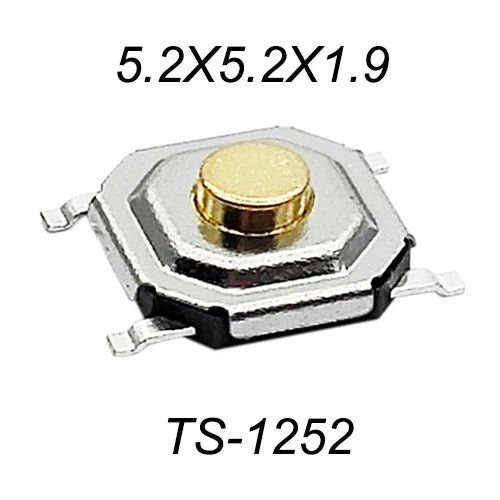 Metal Tactical Push Button Switch,Tact Switch,5.2x5.2x1.5mm to 9mm 4PIN SMT,Key Switch Speaker Audio button,PER 50PCS