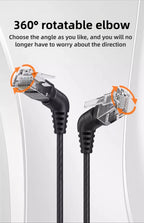 Swivel Bend Cat6a/Cat6/Cat6 Network Cable 10G X 104M Finished Jumper Fine 360° Right Angle RJ45 Connector High-Speed Data Transf