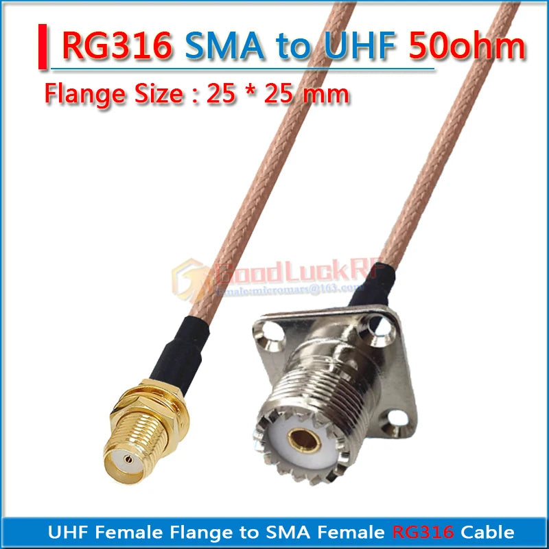 Kit Set PL259 SO239 SL16 UHF Female Flange to SMA RP-SMA RP SMA Male Female 90 Degree 4 Hole 25 * 25mm Pigtail Jumper RG316 Cabl