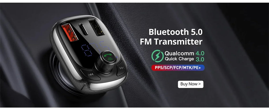 Bluetooth 5.3 FM Transmitter Car Cigarette Lighter Dual USB Fast Charging Handsfree Calling Vehicle Audio Receiver