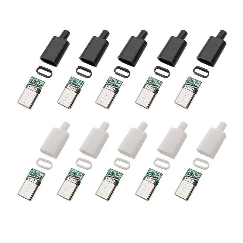 10Pcs Type-C USB 3.1 24 Pin Male Plug Welding Type Connector Jack Tail Terminals Type C Data Cable Interface Accessories Repair
