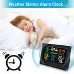 Wireless Weather Station with 3 Sensors 8 Channels 100m Range Indoor/Outdoor Thermometer Hygrometer Alarm Clock for Home Office