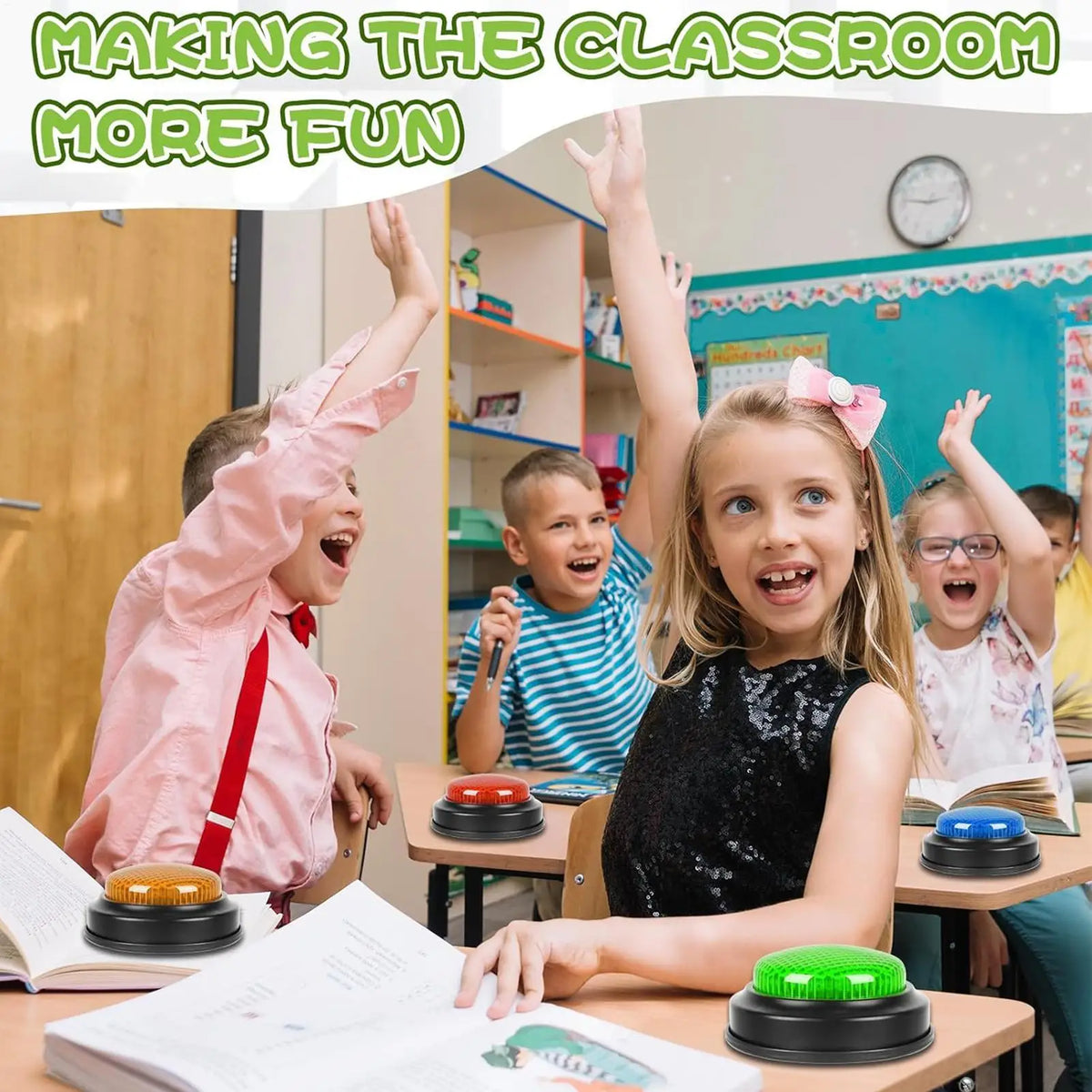 Game Buzzer 4-Piece Quick Answer Button with Lights for Kids Student Classroom Debate Competition Guessing Answering Accessories