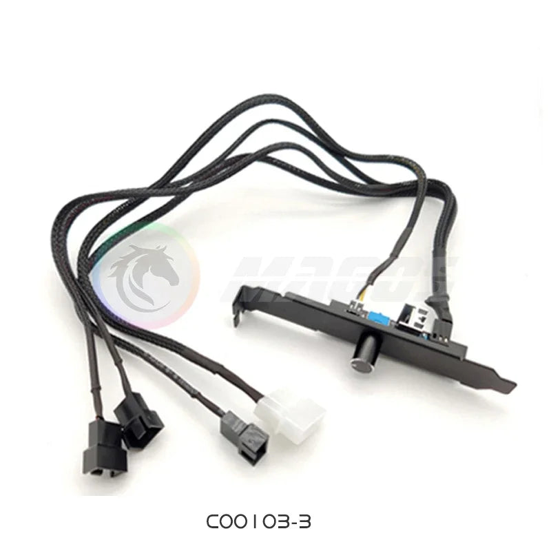 Computer Case 3Pin/4Pin Fan Hub PWM Controller SATA / Molex Splitter PCI Slot External Buttons for Easy Speed Adjustment