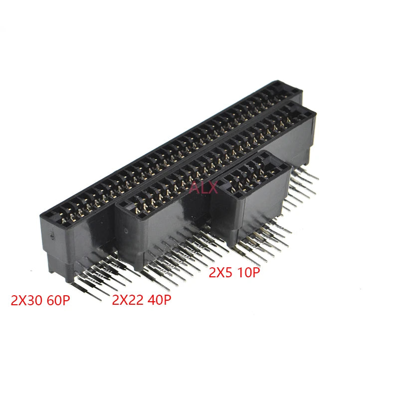 5pcs Right Angle Edge Card Connector Slot 2.54 mm Pitch 8/10/12/16/18/20/28/30/36/40/50/60/72/80/98 Pin PCB Gold Finger Socket