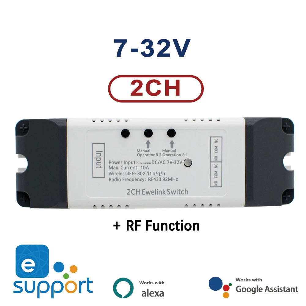 1/2/4CH EWeLink WIFI Smart Switch 7-32V 85-250V 220V Wireless Remote Control Relay Module For Garage Door Access Alexa Google