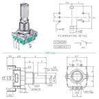 5/10Sets EC11 360 Degree Rotary Encoder Code Switch Digital Potentiometer 5 Pins Handle Length 20mm with Push Button,Knob Cap