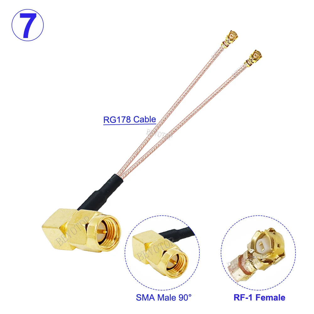 1PCS RG178 SMA Female to 2*IPX-1 Female Connector Y Splitter SMA to IPX Cable Pigtail RF Coaxial WIFI Antenna Extension Jumper