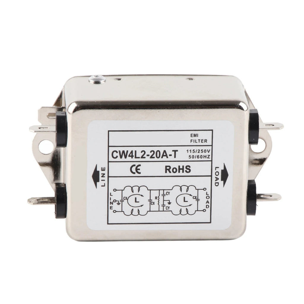 Power Filter Module Power Filter Terminal Power Wire Filter 115V/250V 20A 50/60Hz CW4L2-20A T Power Line EMI Filter Terminal ﻿