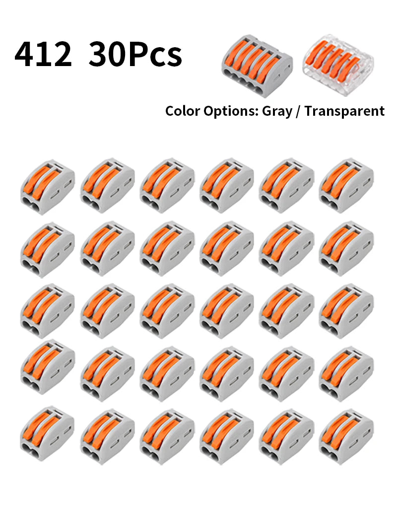 10/20/30PCS 2/3/4/5-Port Assorted Kit Quick Push In Lever Wire Connector Mini Compact Terminal Block 0.08-4mm2 Electrical Wiring