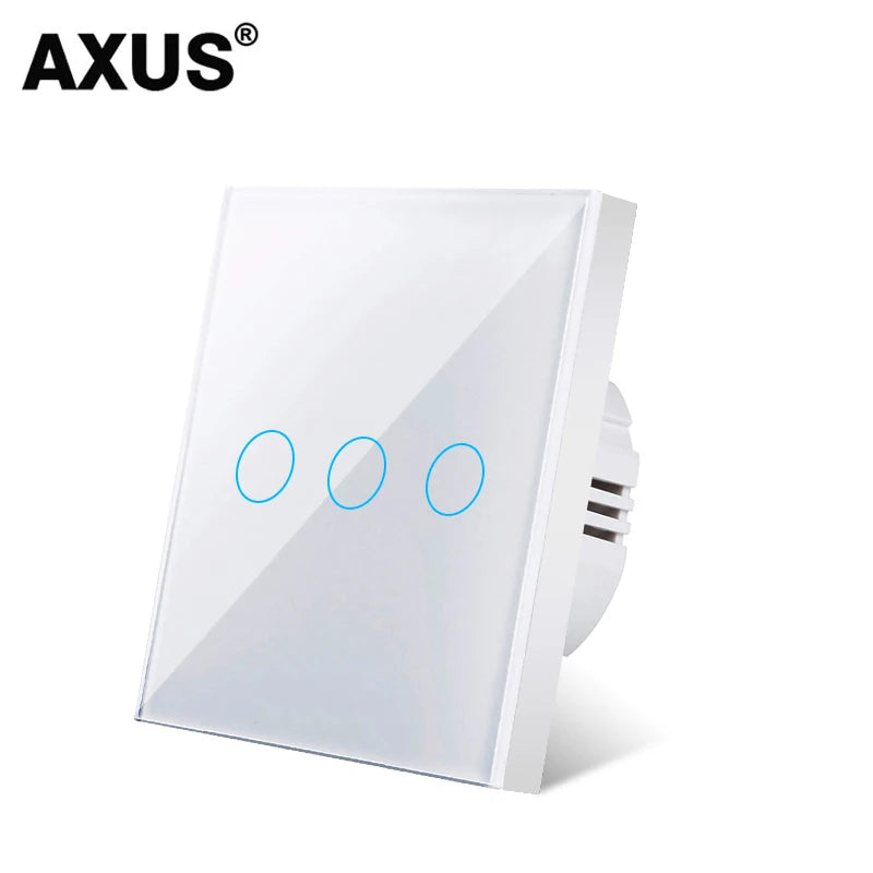 AXUS EU Touch Switch  AC100-240V Power LED 1/2/3 Gang Crystal Glass Panel Wall Lamp Light Switch Sensor Switches Interruttore