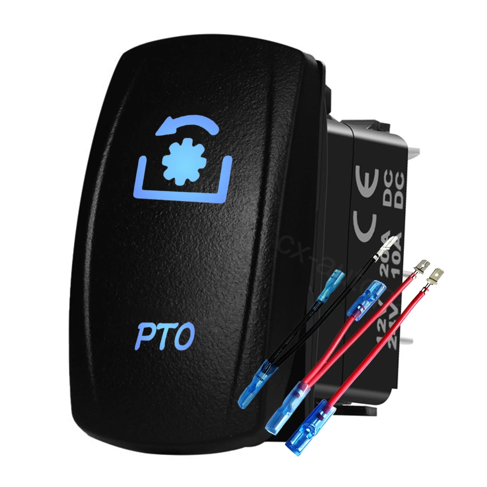 12V 24V Boat Trim Tabs Switch (ON)-OFF-(ON) Momentary Rocker Switch Waterproof Blue Light ON-OFF Toggle Switch With Harness