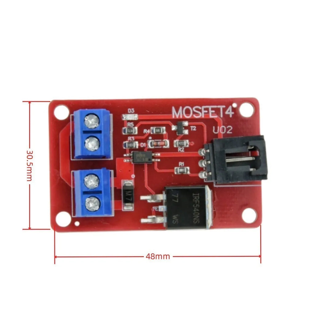4-Channel MOSFET Switch Module – IRF540N V4.0+ with Optocoupler Isolation for Arduino, High-Power Load Control (1/4 Way)