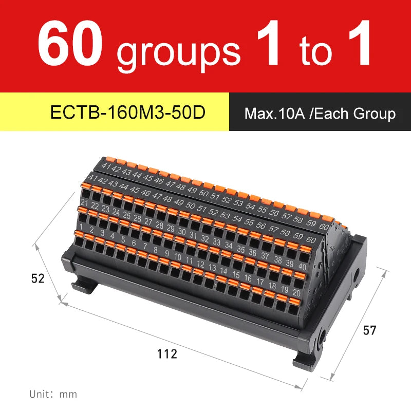 ENMG Spring terminals Save Wiring Split Terminal Block ECTB 10A Power Splitter PLC Terminal Block One to One One One to One10~64